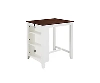 Flynama3-Piece Counter Height Dining Set, 36 Inch Table with Shelves, Usb Port and 2 Cream Fabric Chairs