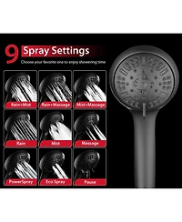 Cyqbd 1.8 Gpm Shower Head Handheld 2 1 Rainfall 9 Modes