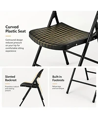 Sugift Set of 6 Foldable Plastic Chairs with Ergonomic Backrest