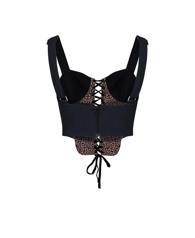 Pcfg Women's Leopard-Print Corset Crop Top