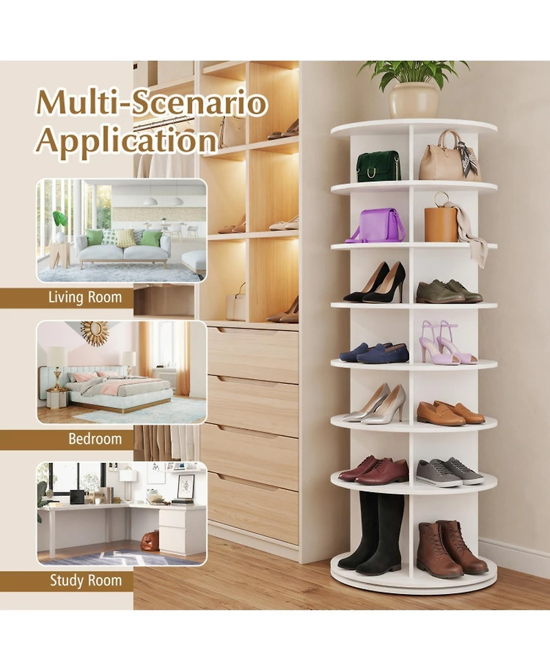 Sugfit 7-Tier Rotating Shoe Rack Tower 360 Degree Spinning Freestanding Organizer for 28 Pairs