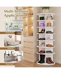 Sugfit 7-Tier Rotating Shoe Rack Tower 360 Degree Spinning Freestanding Organizer for 28 Pairs