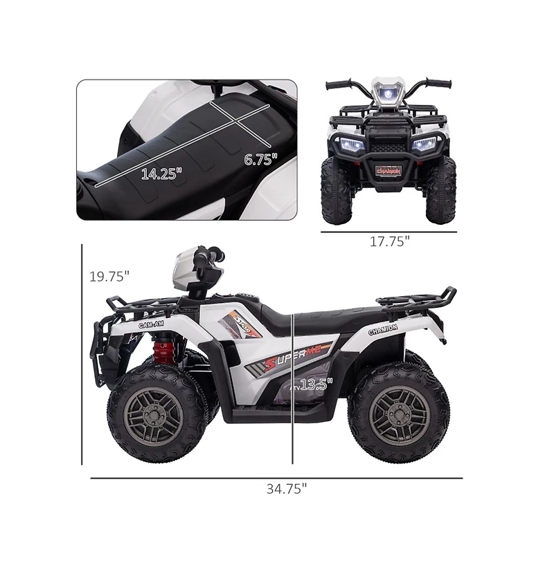 Sevorley 12V Kids Electric Rechargeable Ride-On Car with Led Lights and Music, Ages 3-6 Years