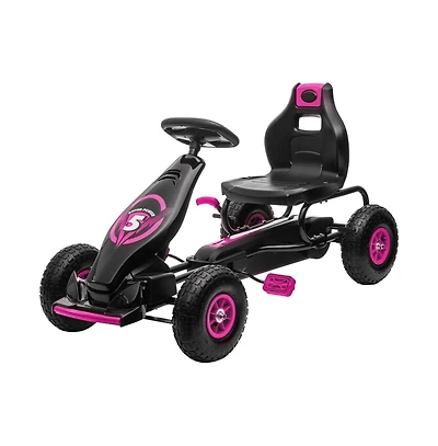 Sevorley Pedal Go-Kart with Adjustable Seat, Handbrake and Pedal Drive, Ages 5-12