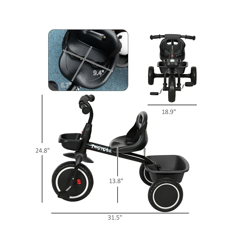 Sevorley Kids 3-Wheel Tricycle with Adjustable Seat and Safety Belt, Ages 2-5