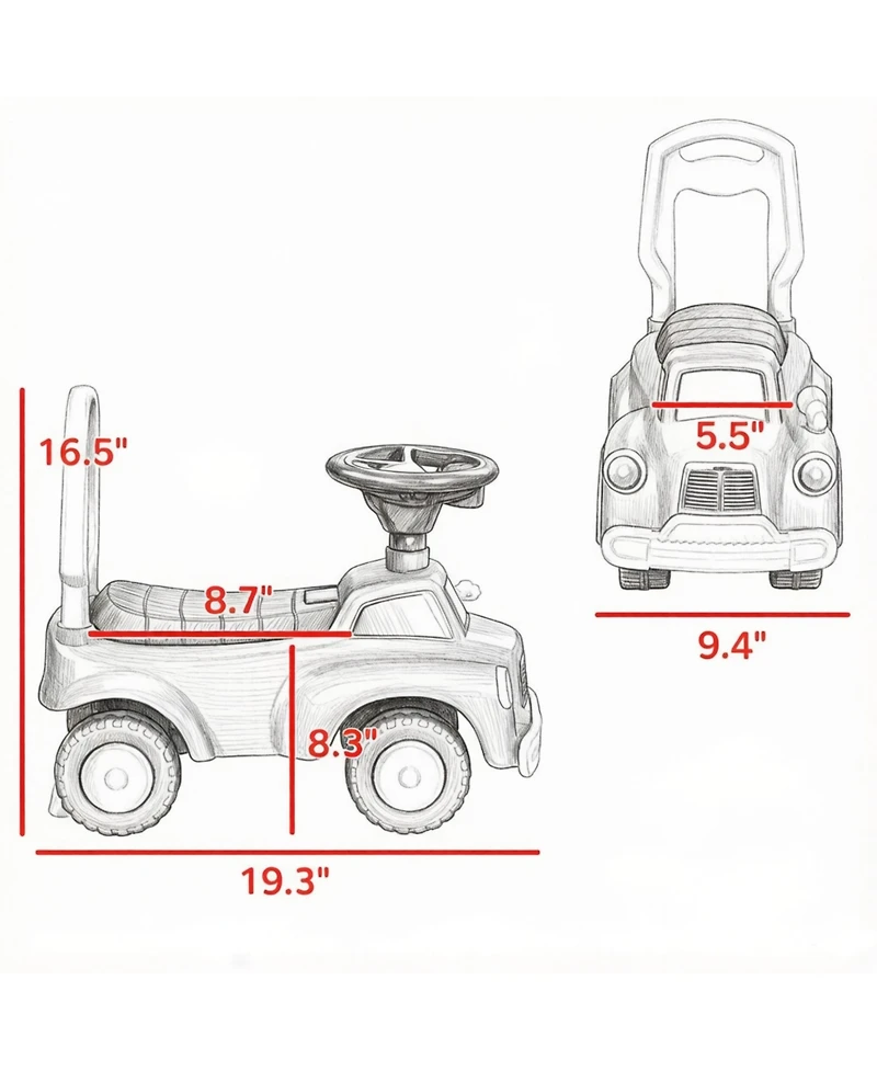 Sevorley Toddler Foot-to-Floor Fire Truck Ride-On with Horn, Music and Storage, Ages 18-36 Months