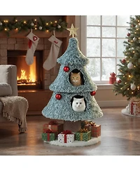 Sugift Christmas Cat Tree 48.5 Inch Festive Cat Tower with 2 Large Condos and Thick Scratching Post