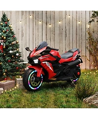 Sevorley 12V Rechargeable Electric Ride-On Motorcycle with Training Wheels and Music, Ages 3-6