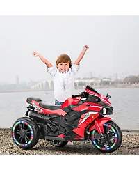 Sevorley 12V Kids Electric Ride-On Motorcycle with Rechargeable Led Lights and Music, Ages 3-6