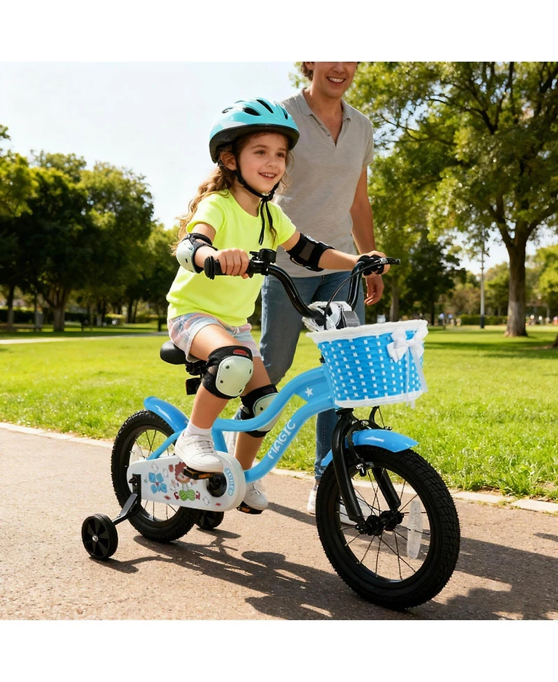 Hongge 14-Inch Kids Bike with Detachable Training Wheels and Dual Brakes, Ages 3-5