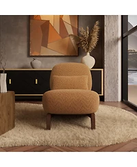 Morden Fort Cloud-Soft Caramel Boucle Armless Accent Chair Upholstered Living Room Side Chairs with Waist Cushion
