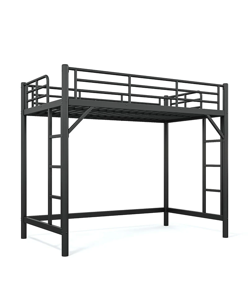 Streamdale Furniture Twin Xl Metal Loft Bed with Ladder and Guardrails