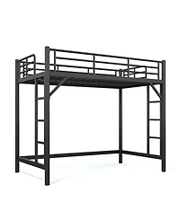 Streamdale Furniture Twin Xl Metal Loft Bed with Ladder and Guardrails