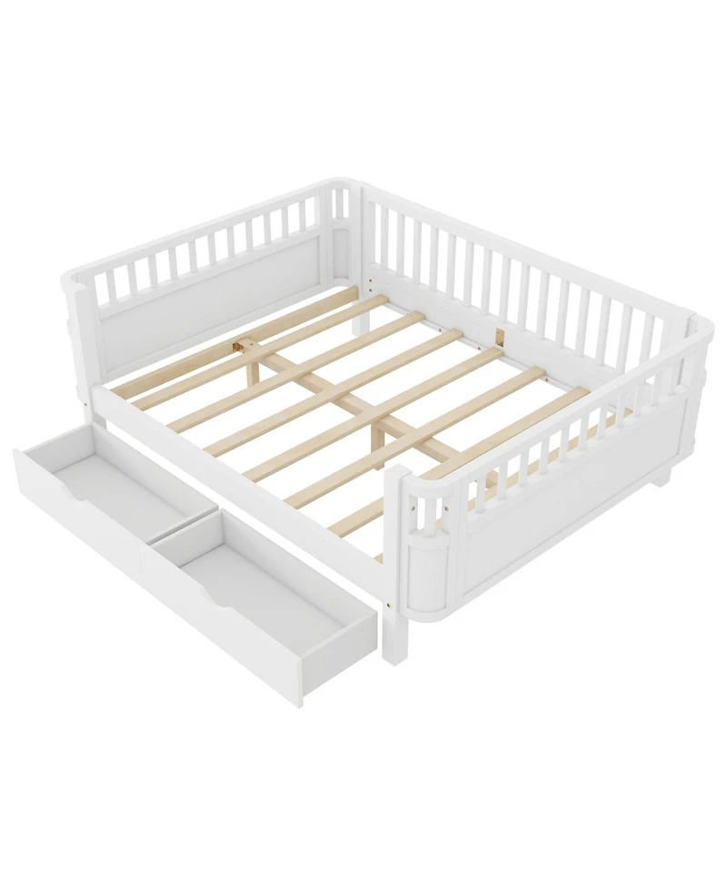 Streamdale Furniture Full Size Wood Platform Bed with Rails for Kids