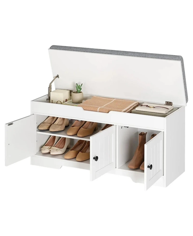 Slickblue Long Wooden Shoe Rack Bench 3-Tier Entryway Storage Organizer for Hallway