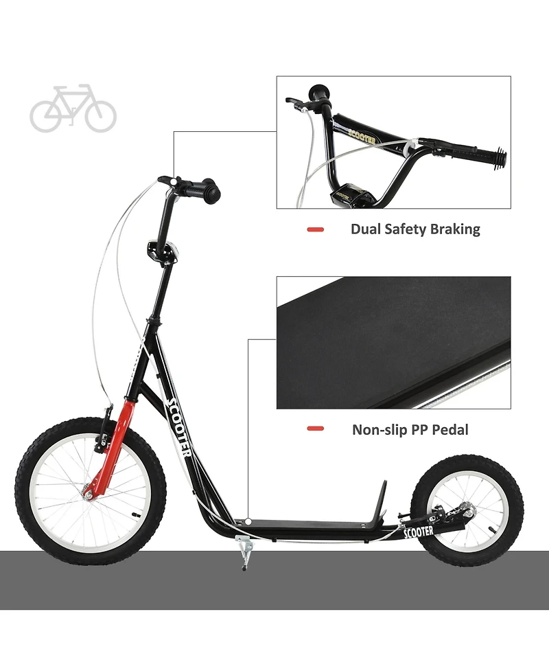 Sevorley Adjustable Handlebar Kick Scooter with All-Terrain Tires and Non-Slip Deck, Ages 3+