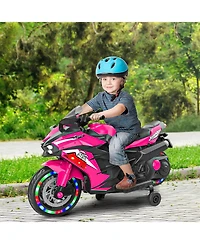 Sevorley 12V Kids Electric Ride-On Motorcycle with Music, Training Wheels, Rechargeable, Ages 3-6