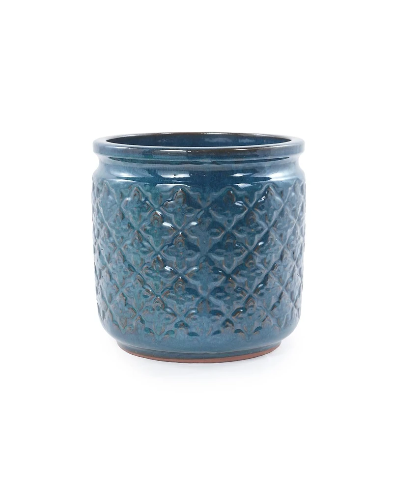 Streamdale Furniture Handmade Ceramic Flower Pot Set of 3, Geometric, 15/12/9 Inch