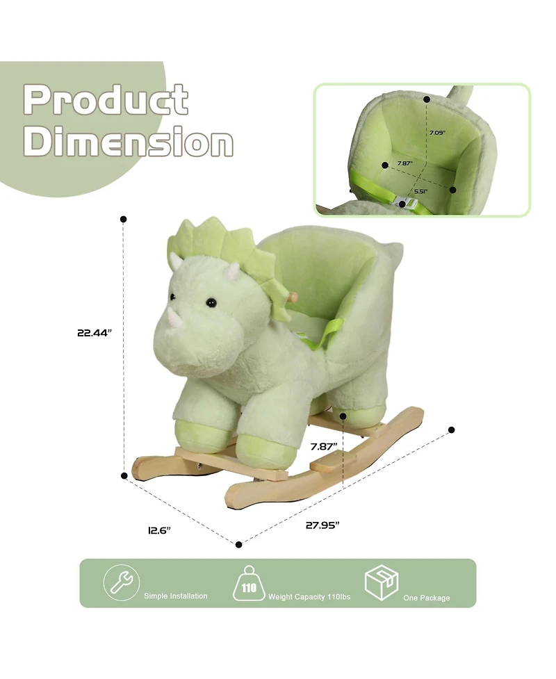 Sevorley Plush Dinosaur Rocking Ride-On Toy, Ages 1-3