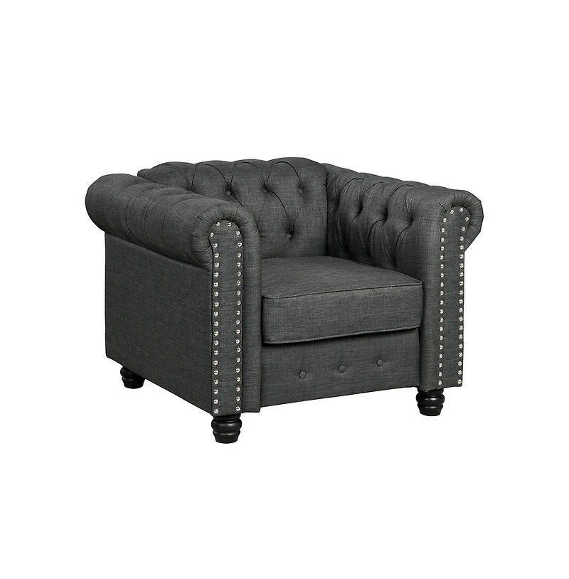 Morden Fort Linen Chesterfield Accent Chair for Living Room Button Tufted Armchair