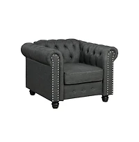 Morden Fort Linen Chesterfield Accent Chair for Living Room Button Tufted Armchair