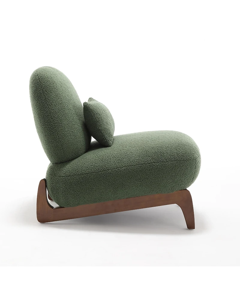 Morden Fort Cloud-Soft Comfort Armless Accent Chair Sherpa Upholstered Living Room Mid Century Reading Side Chairs with Waist Pillow