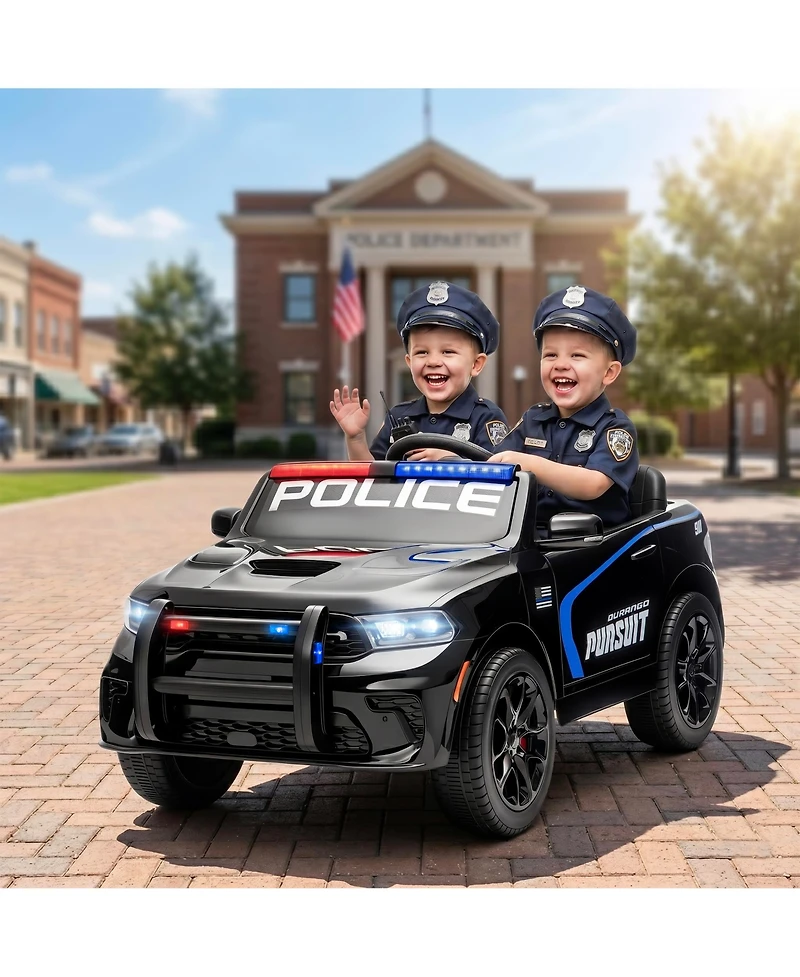Qaba 12V Licensed Dodge Police Car 2-Seater Ride-On, Ages 3-6