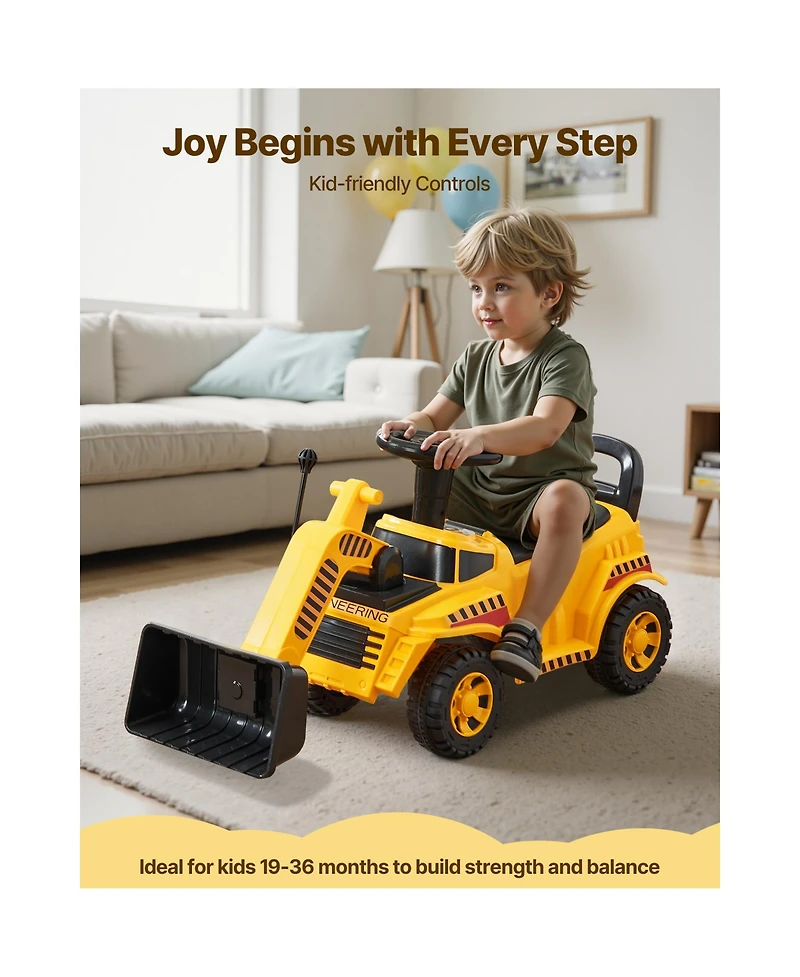 Sugift Foot to Floor Excavator Ride-On Push Car, 55 lb. Capacity, Ages 19 to 36 Months