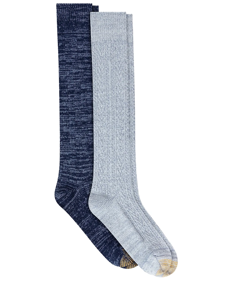 Gold Toe Women's Cable-Knit Reinforced Toe Knee-High Socks, 2-Pack