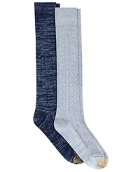 Gold Toe Women's Cable-Knit Reinforced Toe Knee-High Socks, 2-Pack