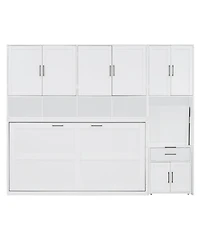 Clihome Twin Size Murphy Bed Wall Bed with Closet , Drawers and Desk