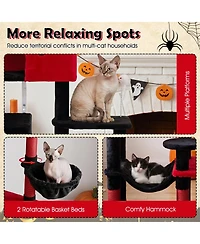Gymax Gothic Cat Tree 75'' Extra Large Cat Tower with 2 Plush Perches 2 Condos Hammock