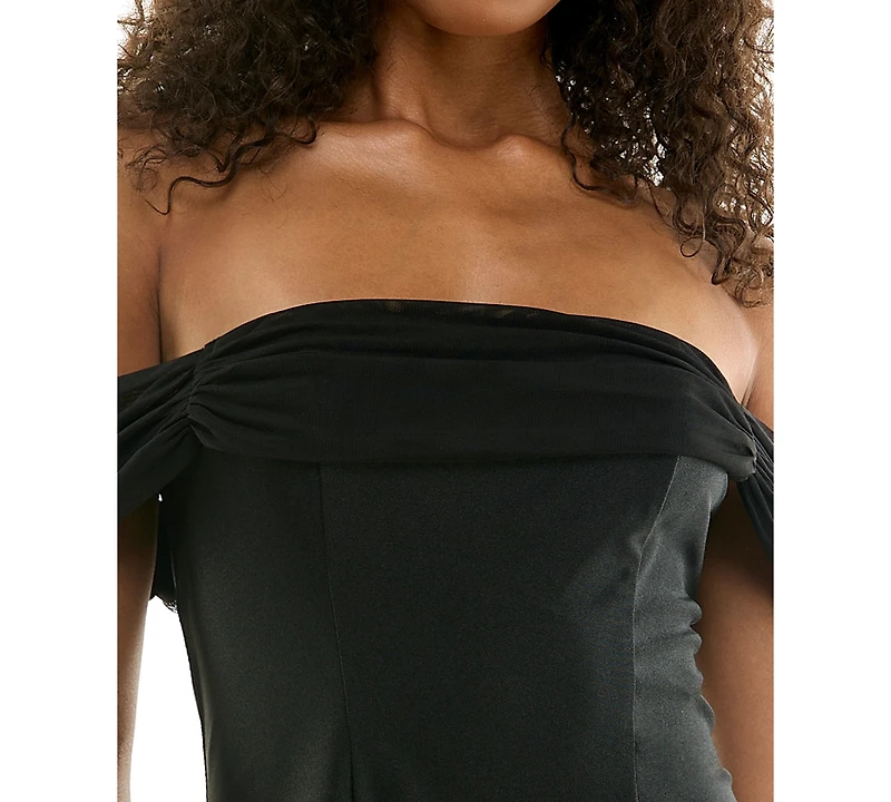 City Studios Women's Off-the-Shoulder Fit & Flare Mini Dress