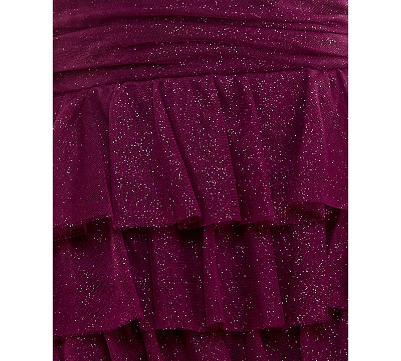 City Studios Juniors' Knot Front Tie Shoulder Tier Skirt Dress