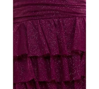 City Studios Juniors' Knot Front Tie Shoulder Tier Skirt Dress
