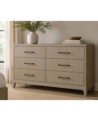 Sadie 6-Drawer Select Hardwoods & Oak Veneers Felt-Lined Dresser, Macy's Exclusive