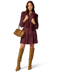 Adrianna Papell Women's Sophia Long-Sleeve A-Line Split Neck Dress