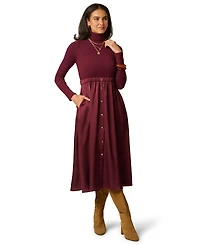 Adrianna Papell Women's Amelia Turtleneck Long-Sleeve A-Line Midi Dress