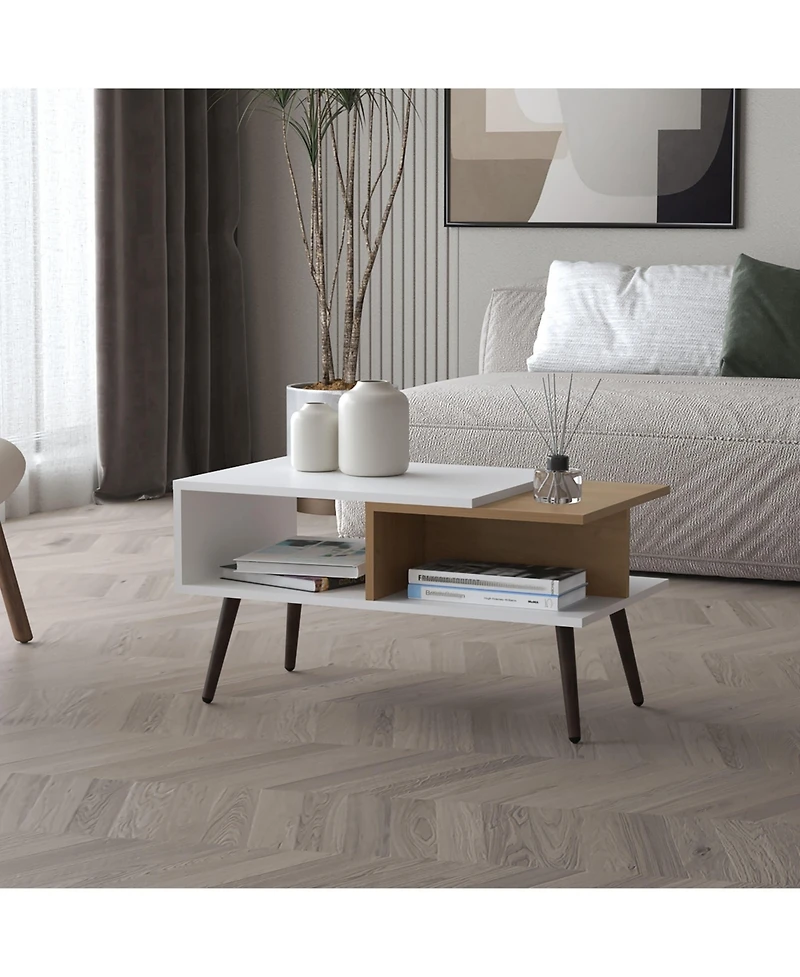 Fm Furniture Hack Berry Coffee Table with Open Storage and Conical Legs
