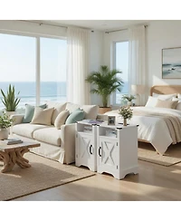 Flynama 2-Pack 16" Farmhouse Charging Nightstand