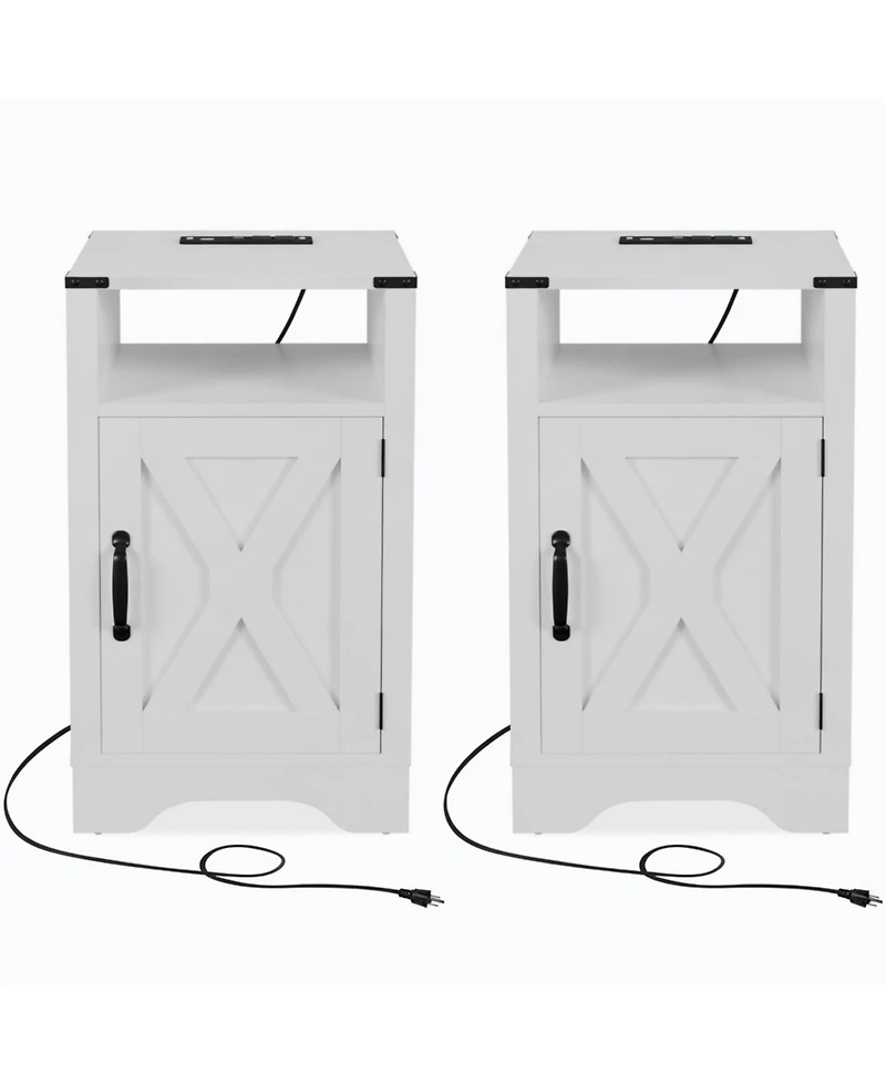 Flynama 2-Pack 16" Farmhouse Charging Nightstand