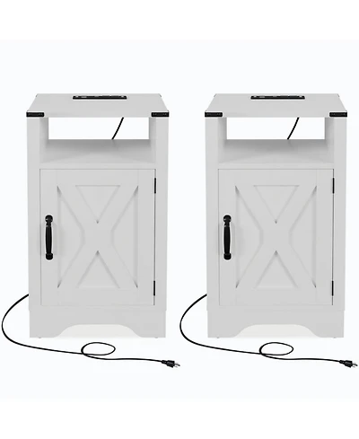 Flynama 2-Pack 16" Farmhouse Charging Nightstand