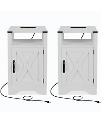 Flynama 2-Pack 16" Farmhouse Charging Nightstand