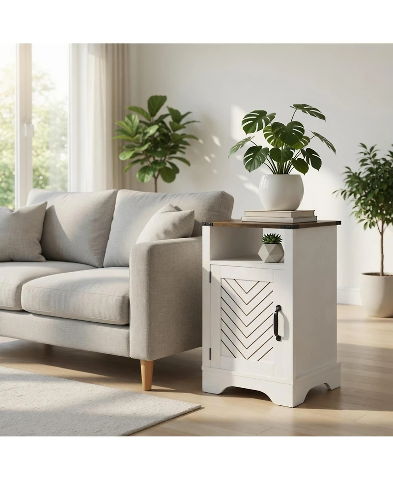 Flynama Farmhouse Charging Nightstand