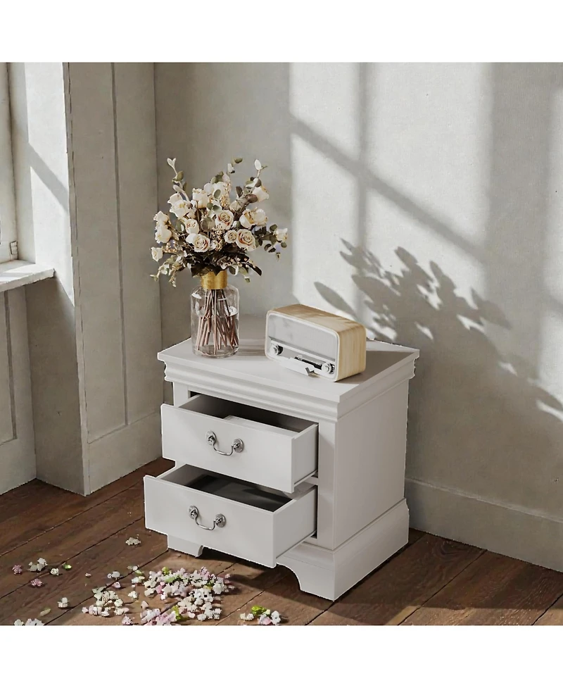Flynama Classic 2-Drawer Wooden Nightstand