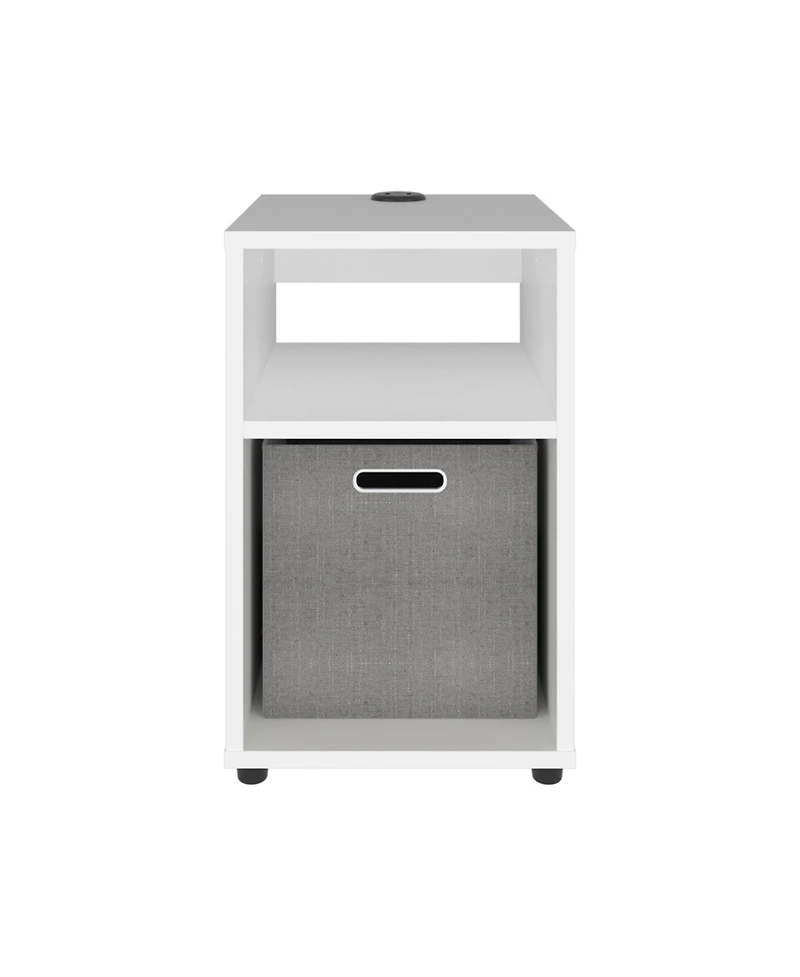 Flynama Side Table with Usb Charging Station and Dual Open Shelves