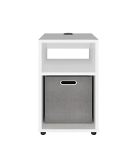 Flynama Side Table with Usb Charging Station and Dual Open Shelves