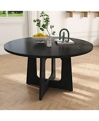 Flynama 47 Inch Round Wood Grain Dining Table