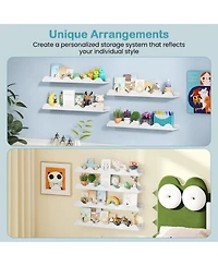 Sugift 24 Inch Kids Wall-Mounted Bookshelf Set of 4 Floating Picture Ledge Shelves