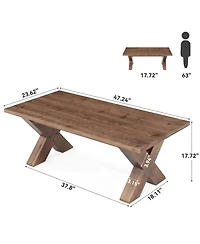 Tribesigns 47'' Solid Wood Coffee Table with X-shaped Legs,Farmhouse